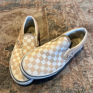 Vans Pink and White Checkerboard Slip-Ons
